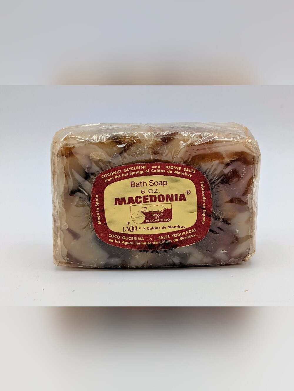 Vintage Macedonia Coconut Glycerin Iodine Salt Bath Soap Made in Spain Full Size - Picture 2 of 5